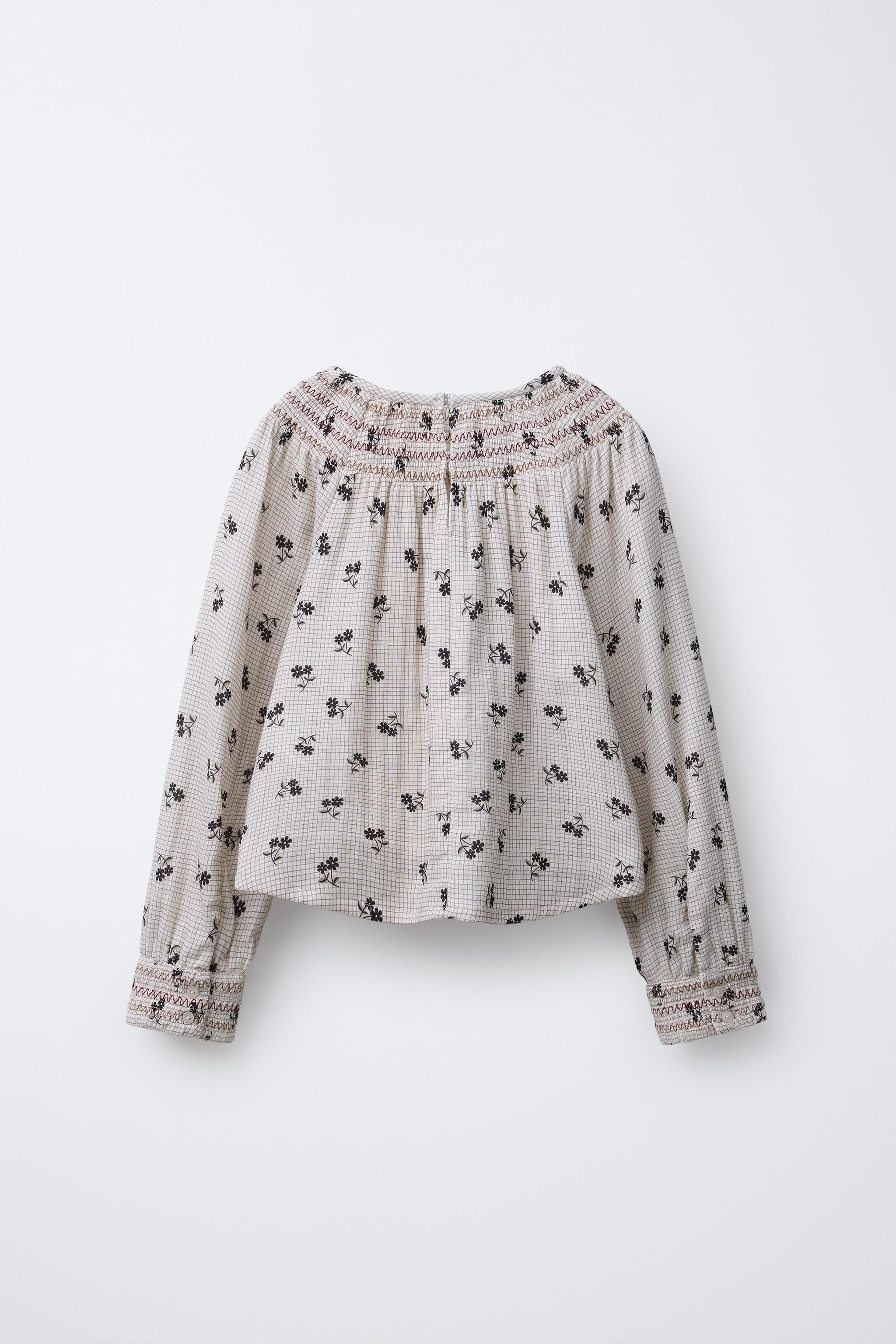 PLAID AND FLORAL BLOUSE